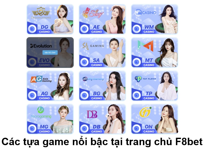 Các tựa game nổi bậc tại trang chủ F8bet